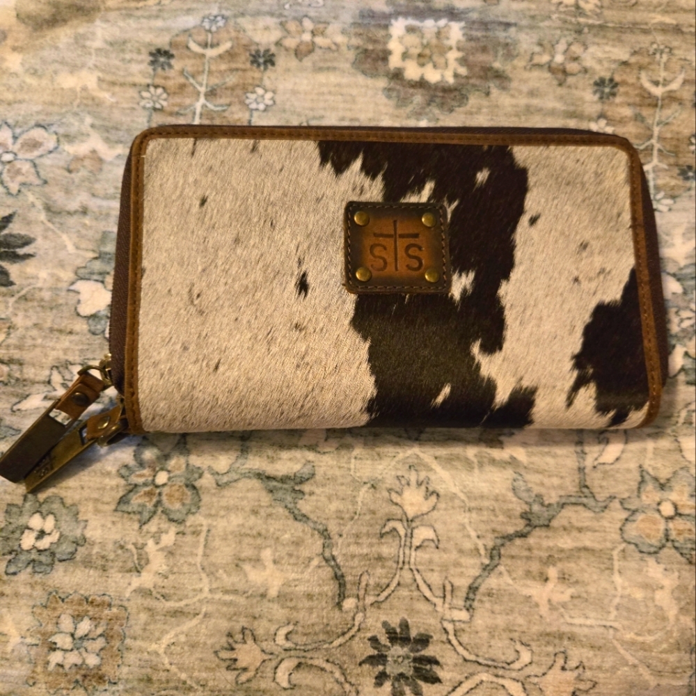 Cowhide Wallet with Leather Trim